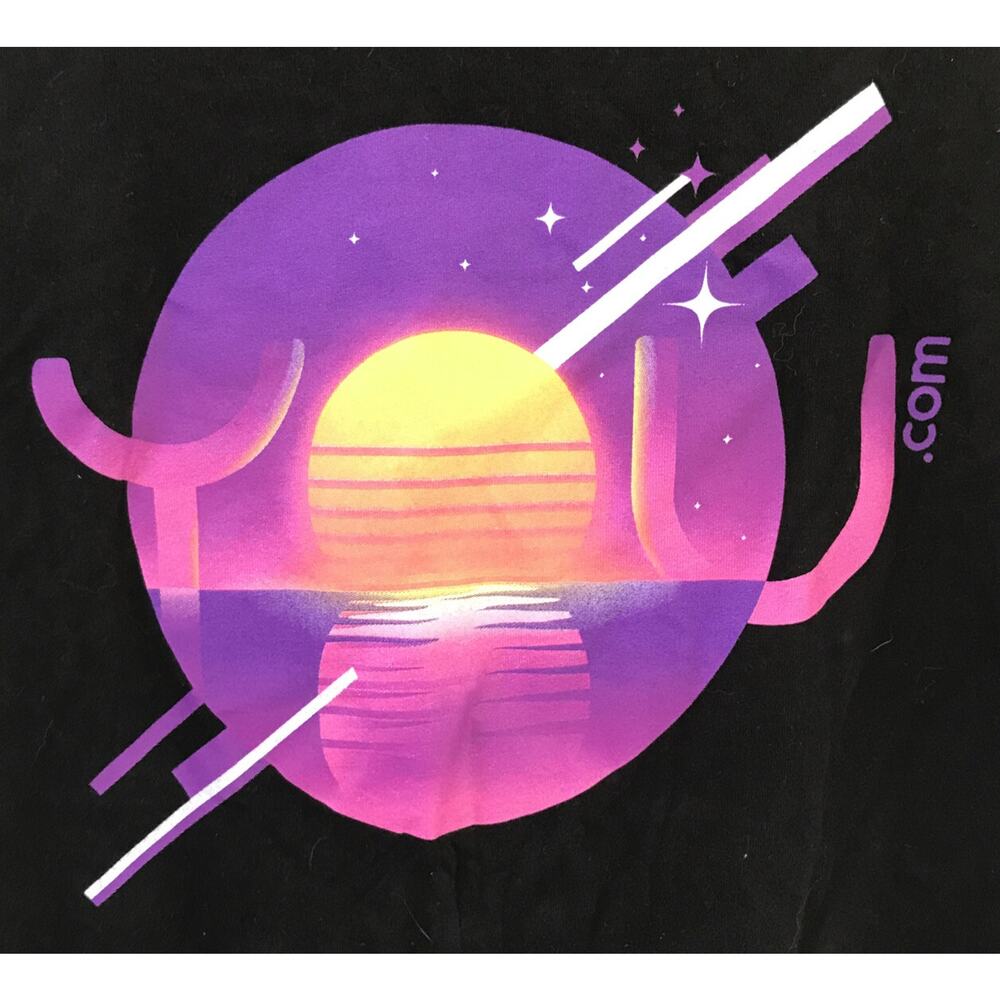 You.com Vaporwave Logo Organic Cotton AI Tech Start Up Company T Shirt Large 44"
